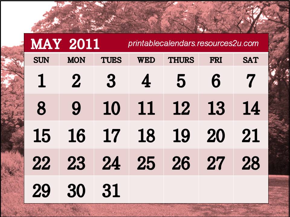 may calendar 2011 template. Free Calendar 2011 May to