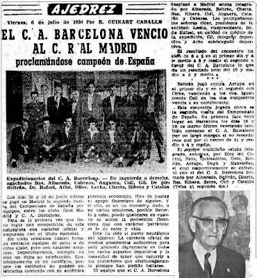 Recorte de “El Mundo Deportivo” sobre la segunda vuelta del I Campeonato de España por Equipos 1956