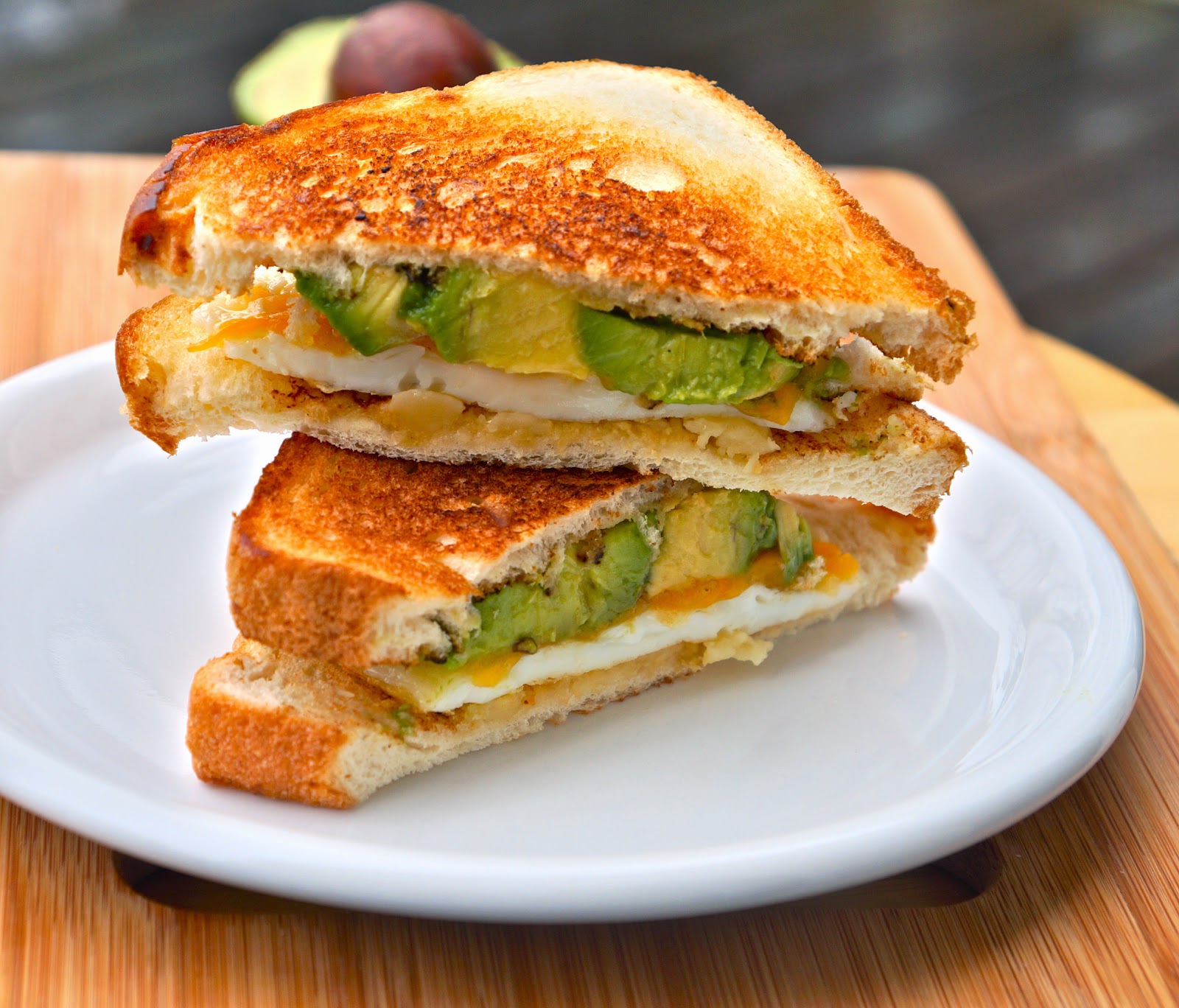 fried egg cheese avocado sandwich