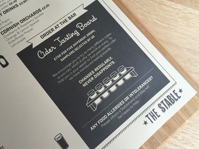 The Stable Winchester's drinks menu