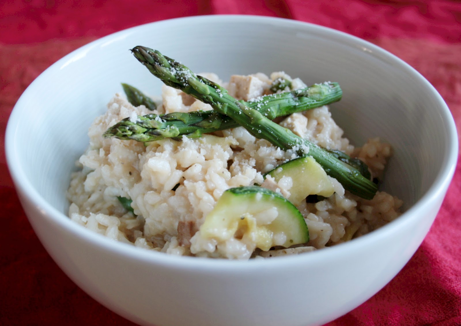 Asparagus courgette and smoked tofu risotto is perfect comfort food that is still healthy!