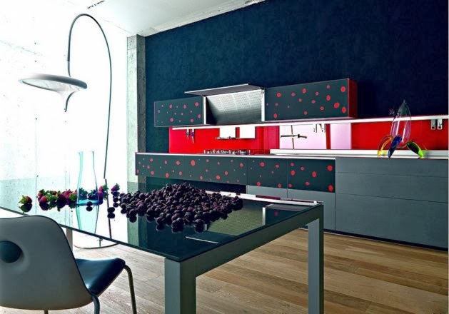 Cocinas integrales modernas en rojo y negro - Colores en Casa