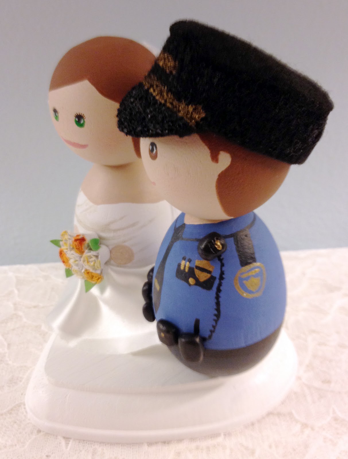 DSMeeBee Bride and Police Officer Wedding Cake Toppers