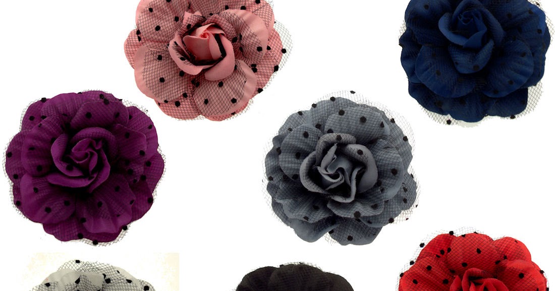NEW Pink Polka Dot Lace Fabric Flower Hair Clip Brooch Accessory Fascinator UK 
