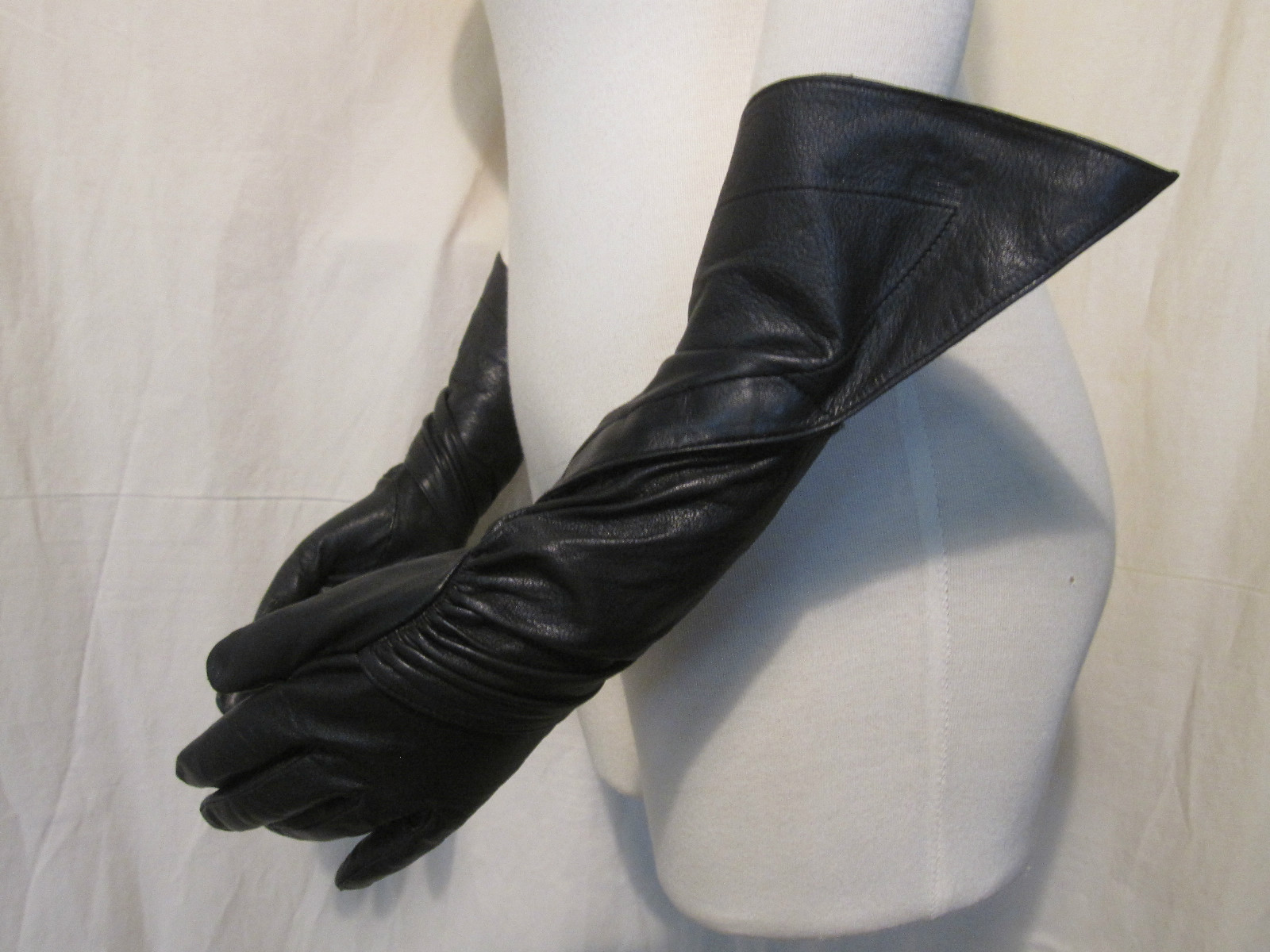 eBay Leather Alaia black leather gauntlet gloves