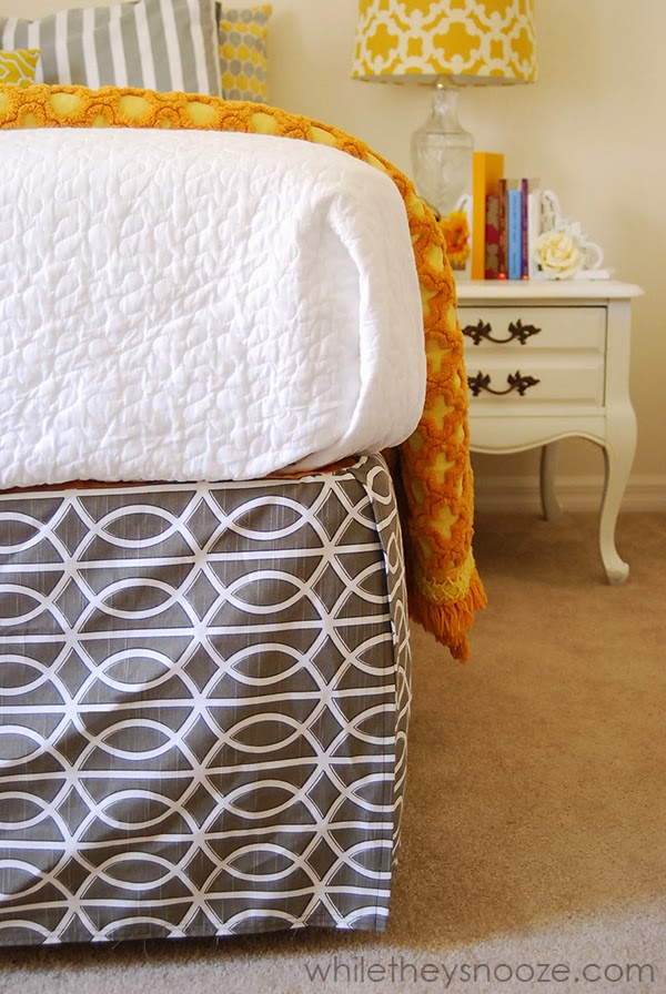 While They Snooze Make a Bed Skirt Using an Old Bed Skirt