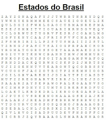 FÓRMULA GEO: Caça-palavras: Estados do Brasil