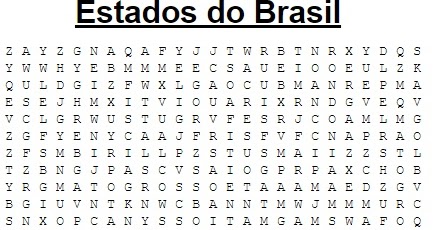 CAÇA PALAVRAS dos ESTADOS BRASILEIROS com respostas • Parte 1