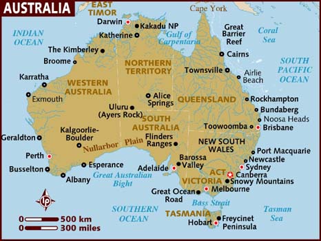 Australia Map Oceans