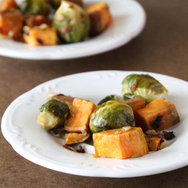 The Sweet {Tooth} Life Roasted Sweet Potato and Brussels Sprouts