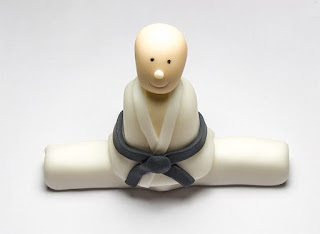 Karate fighter fondant figurine head on torso