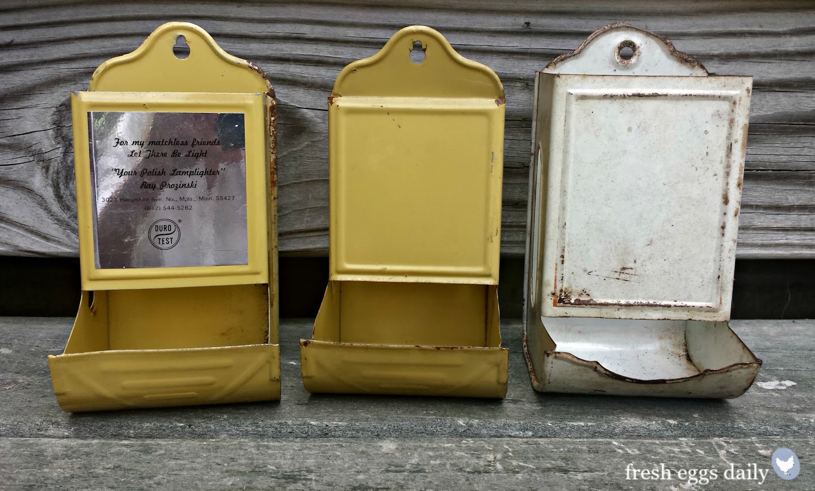DIY Repurposed Vintage Match Box Grit and Egg Shell Dispensers Fresh