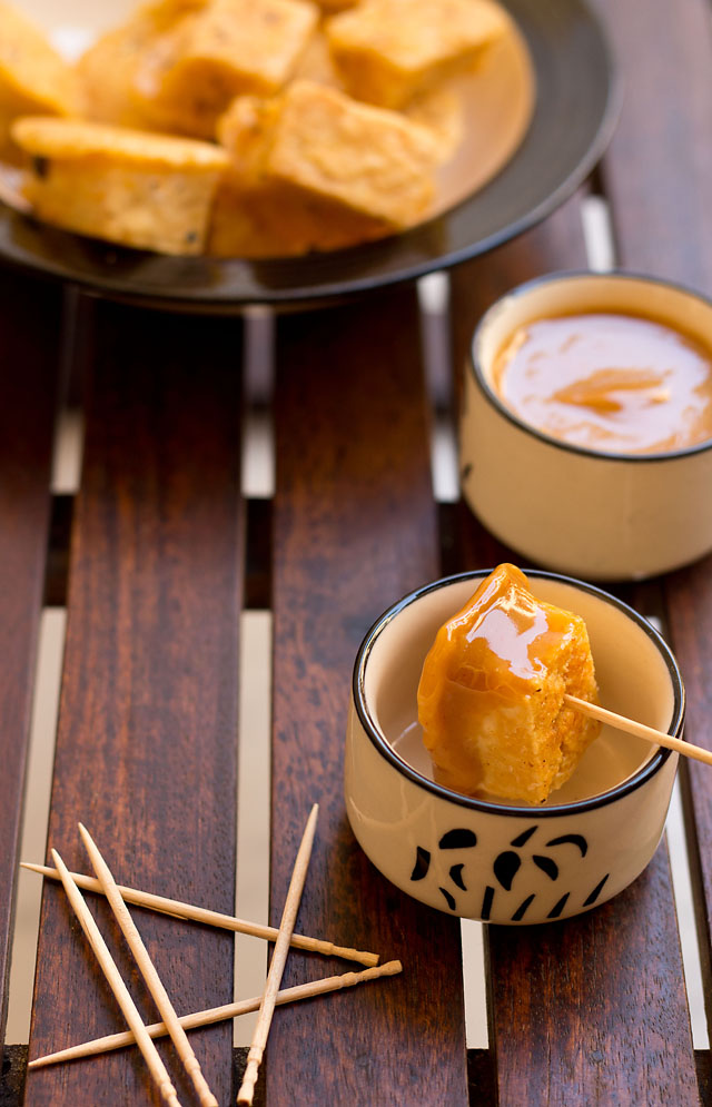 The Veggie Indian Be my Guest Dassana Pan fried tofu with peanut sauce