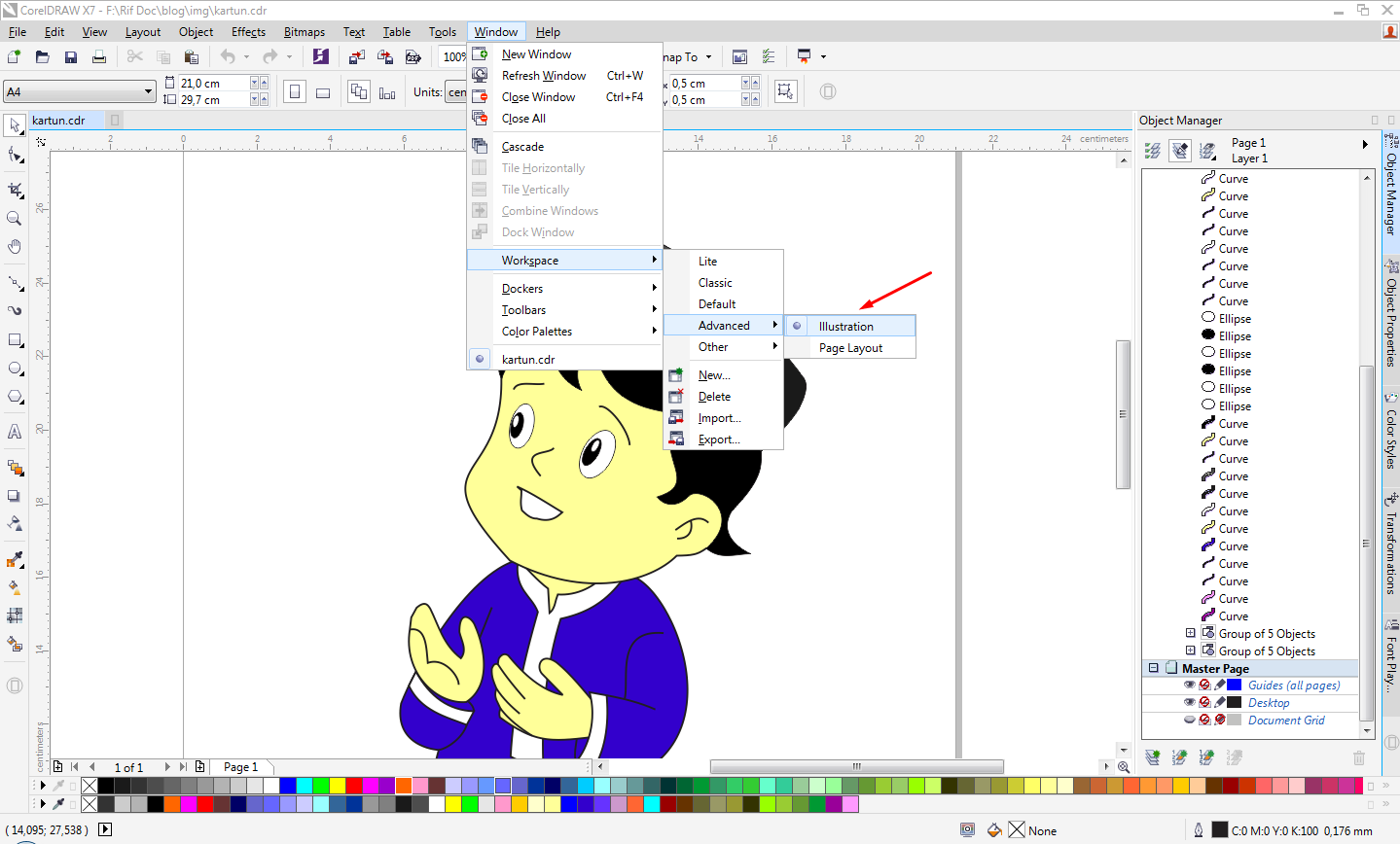 Menggunakan Fitur Workspace CorelDraw X7