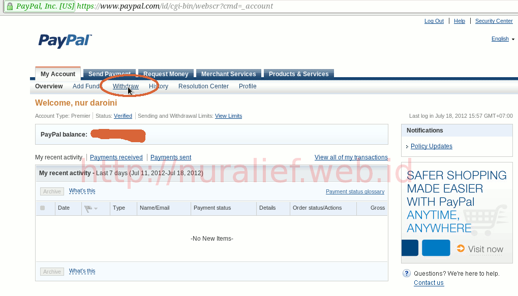 Penarikan dana paypak ke akun bank lokal Penarikan dana paypak ke akun bank lokal