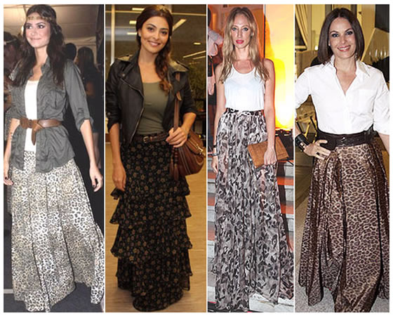 blusa para usar com saia longa estampada