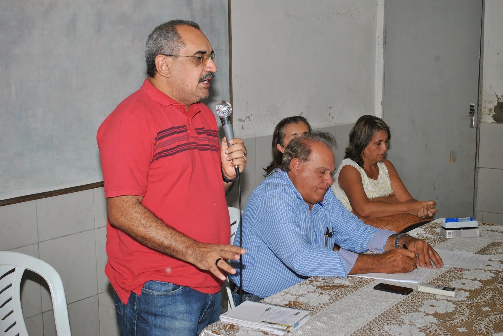 Falando na reunião de Secretários Municipais como Controlador Interno do Município.