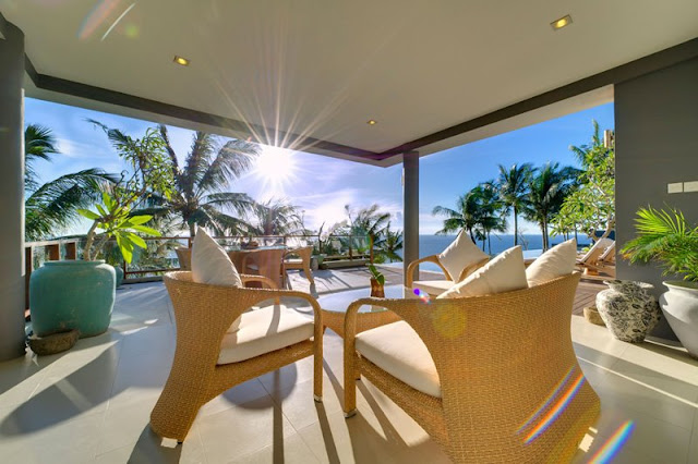 Picture of the brown outdoor furniture in the cliff villa