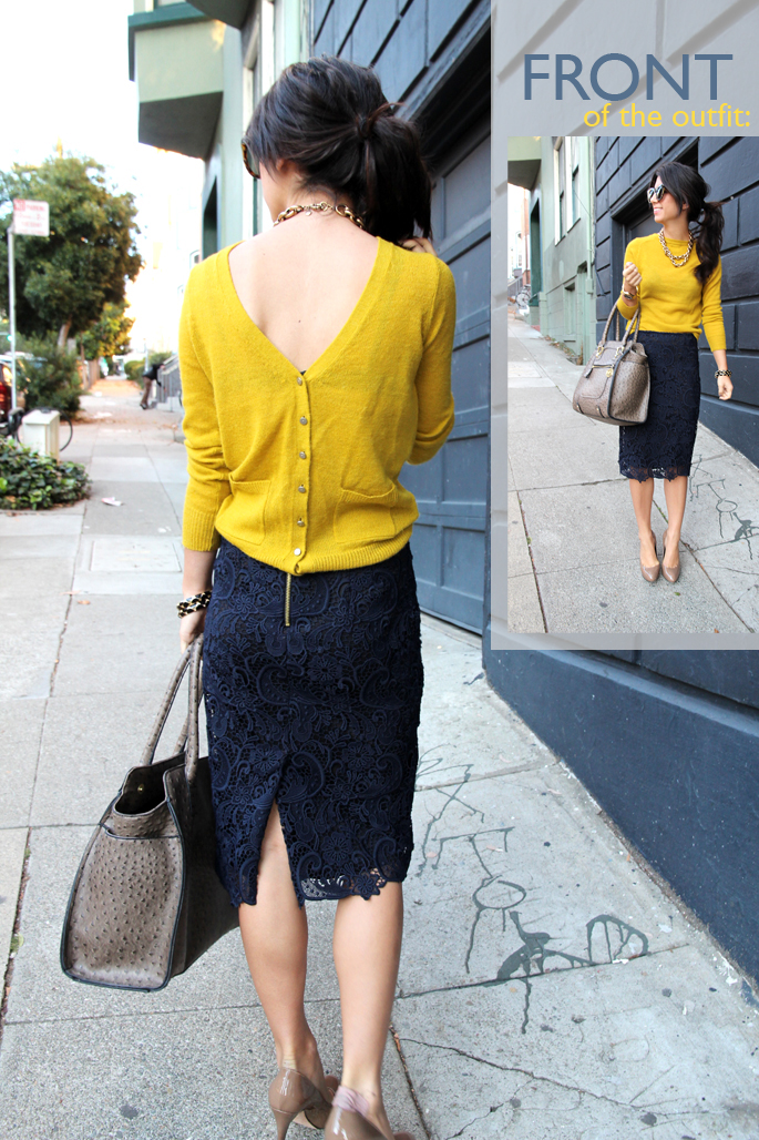 navy blue and mustard yellow outfits