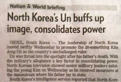 Pioneer Press news brief with headline North Korea's Un buffs up image, consolidates power