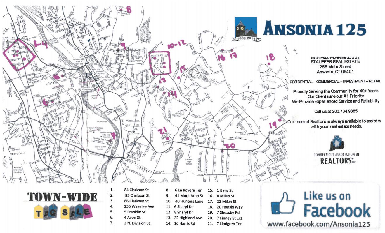View from the Valley Map shared for townwide tag sale in Ansonia