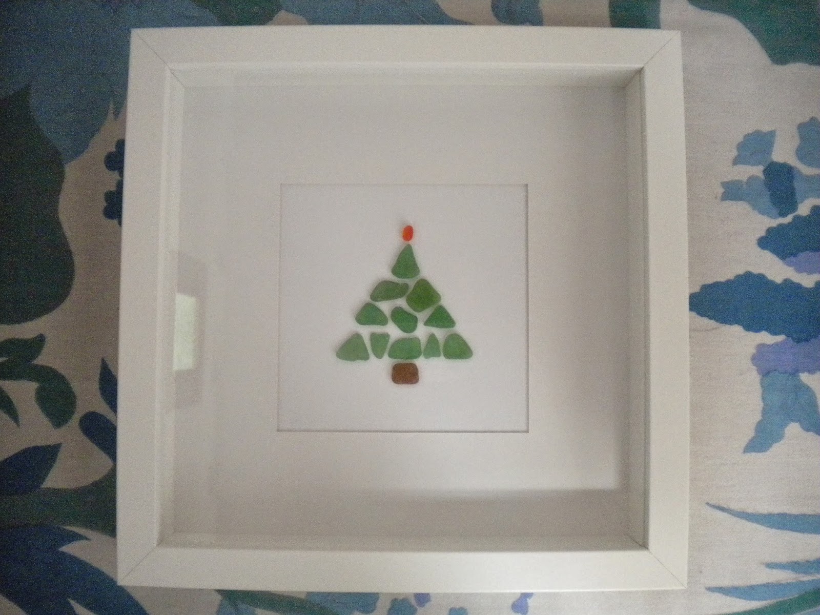 A Bite Of Spain Sea Glass Mosaic Shadow Box Art