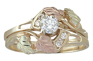 the first is a stunning 10k gold black hills bridal set this set has two green 12k gold leaves and two rose 12k gold leaves with five brilliant diamonds - Black Hills Gold Wedding Rings the first is a stunning 10k gold black hills bridal set this set has two green 12k gold leaves and two rose 12k gold leaves with five brilliant diamonds - Black Hills Gold Wedding Rings
