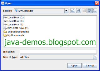 Screenshot of JFileChooser containing default system icon for files