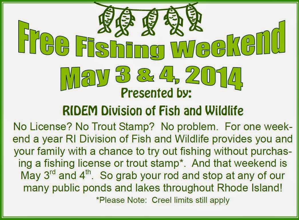 Progressive Charlestown Free fishing May 3 & 4