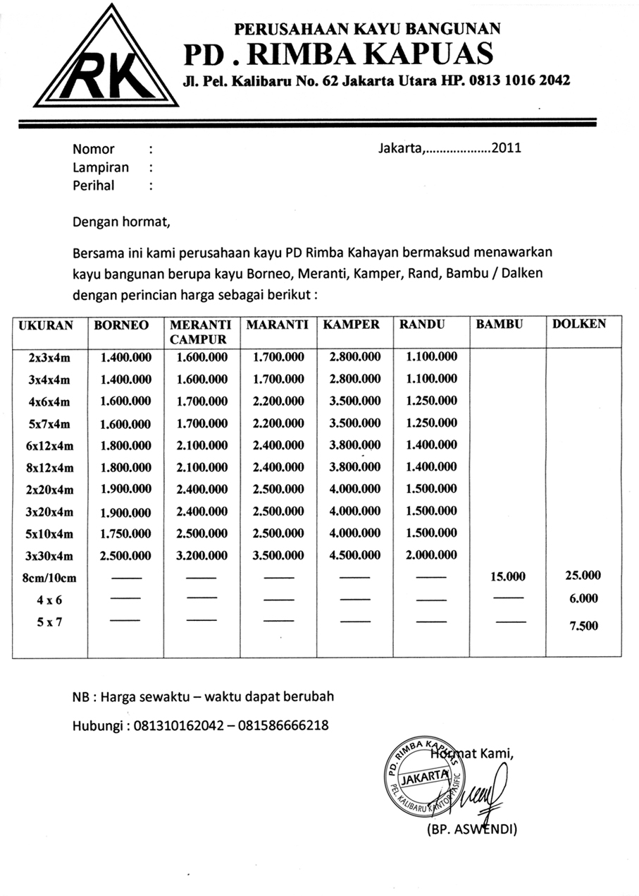 DAFTAR HARGA