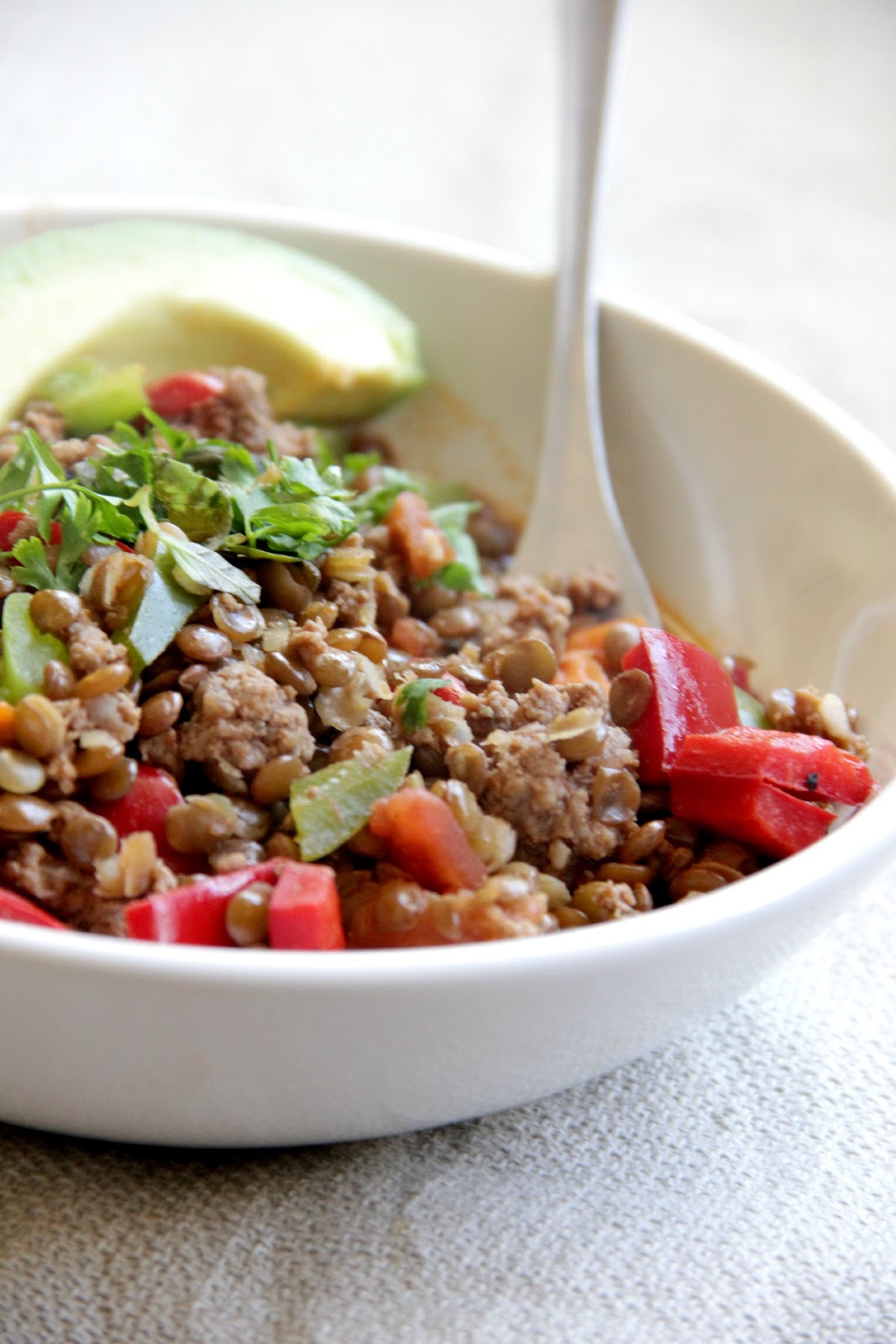 My Happy Place beef + lentil stew