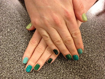 Mani of the Week, mani, manicure, nail, nails, nail polish, polish, lacquer, nail lacquer, ombre nails, ombre nail polish, green nail polish, Essie, OPI, American Apparel, Rescue Beauty Lounge, Essie nail polish, Essie Navigate Her, Essie Greenport, American Apparel nail polish, American Apparel Malibu Green, Rescue Beauty Lounge nail polish, Rescue Beauty Lounge Recycle, OPI nail polish, OPI Jade Is The New Black