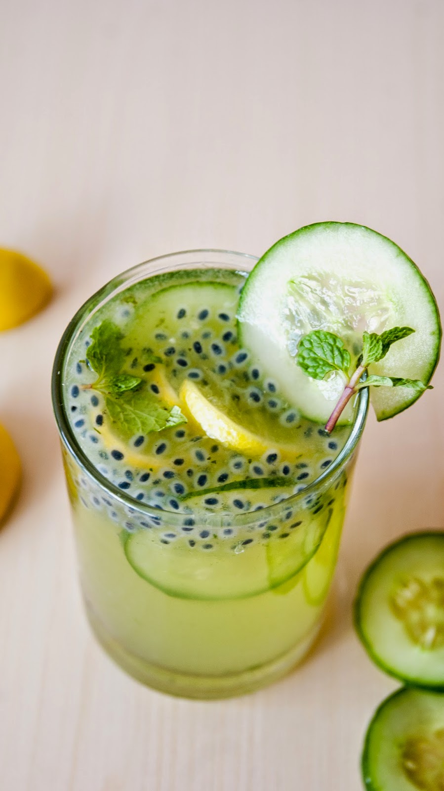 Always Hungry Cucumber mint lemonade with sweet basil Seeds