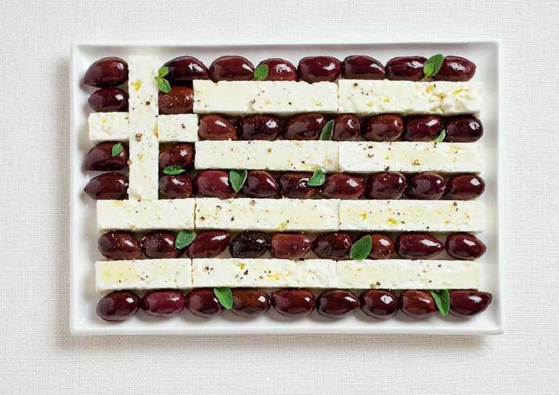 Greece Flag  (Kalamata Olives and feta cheese)