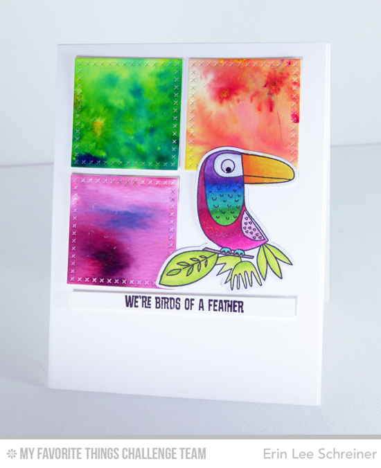 Birds of a Feather Card by Erin Lee Schreiner featuring the Birds of Paradise stamp set and Die-namics and the Cross-Stitch Square STAX Die-namics #mftstamps