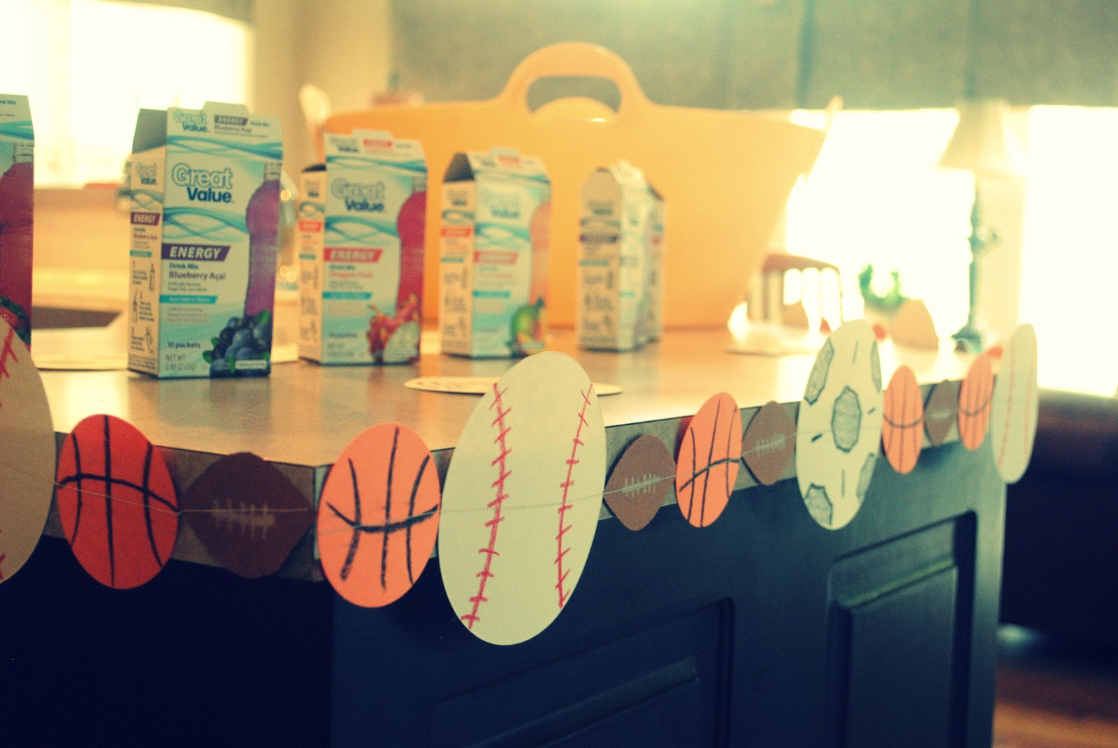 i thought of it second. sports themed garland.