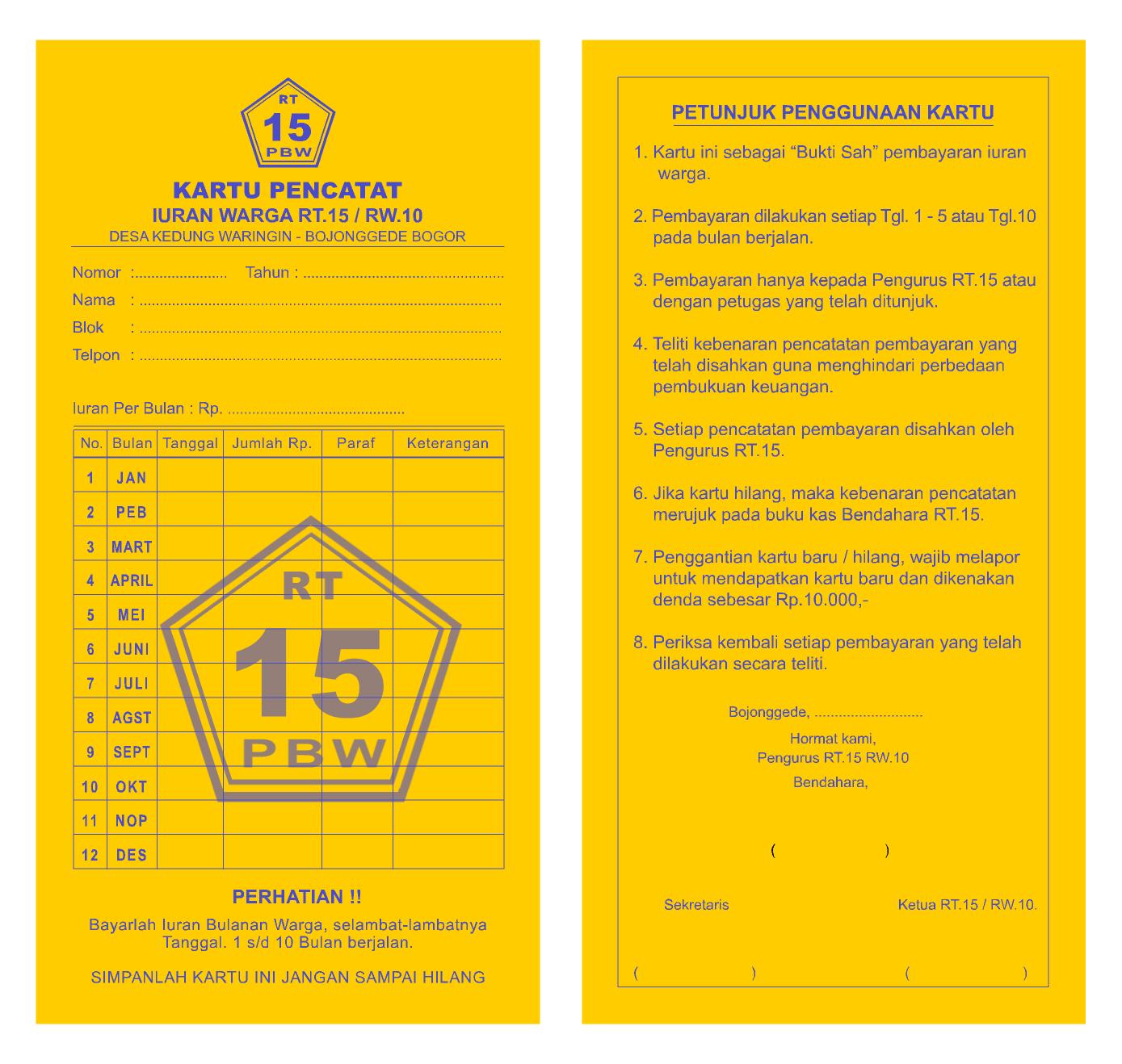 bukit waringin al muhajirin INDAHNYA RAMADHAN kartu iuran rt.15