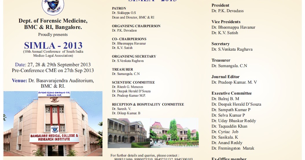SIMLA 2013 Brochure of the Conference of South India Medico Legal