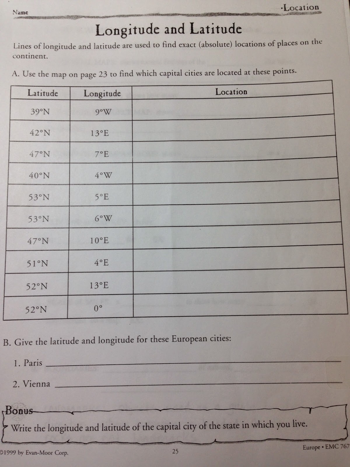 use the map on page r6 in your world textbook to find which capital cities are located at these points use the map on page r6 in your world textbook to find which capital cities are located at these points