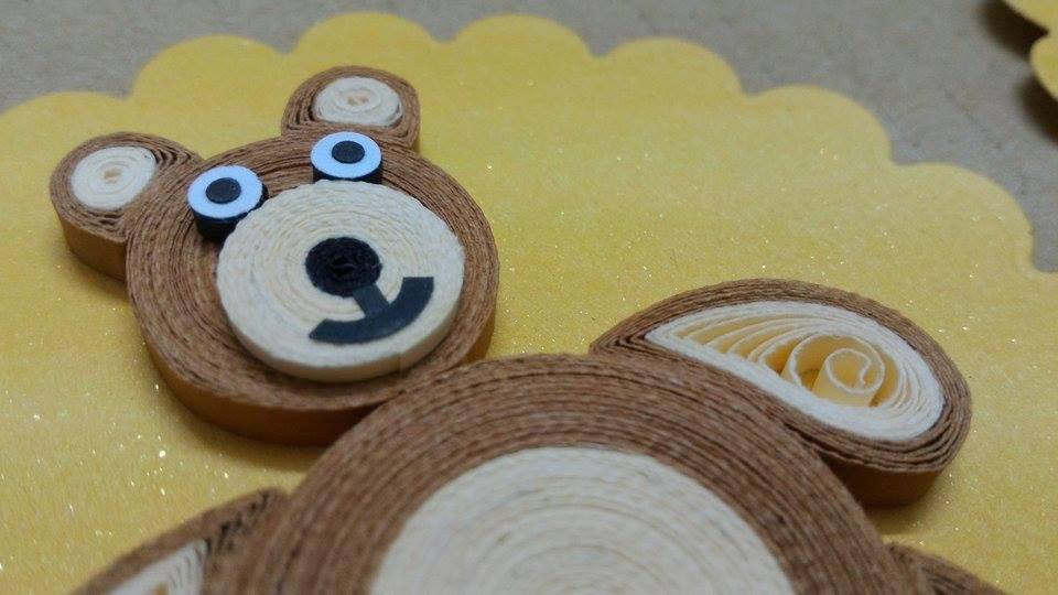 Big brown quilling teddy bears
