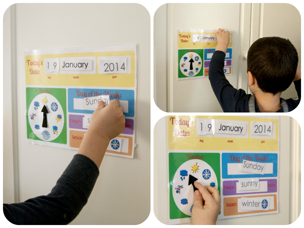 Frog in a pocket: Calendar and weather board printables