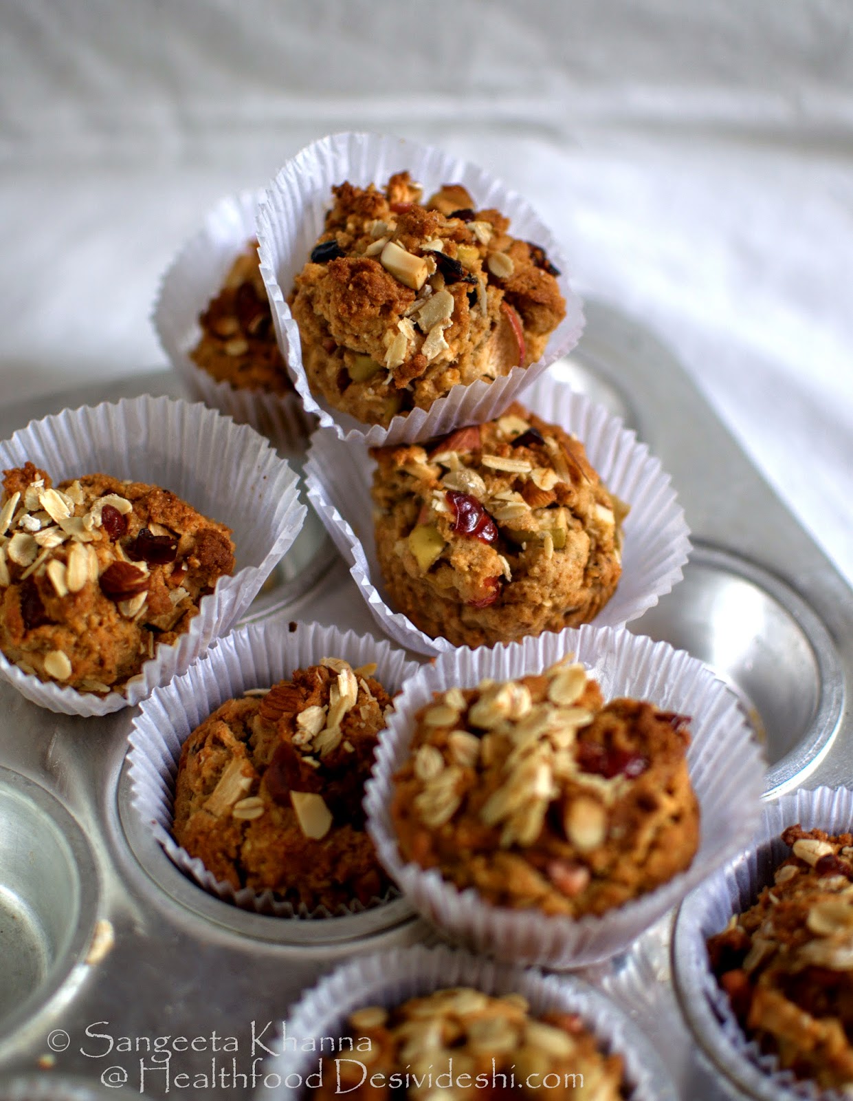 apple granola muffins with whole wheat flour and oats, the cover page
