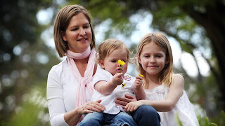 Kayte Nunn with her daughters Josephine, 18 months and Charlotte, 7