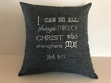 Phil. 4:13 - navy linen - 14" (also availalble in tan linen)