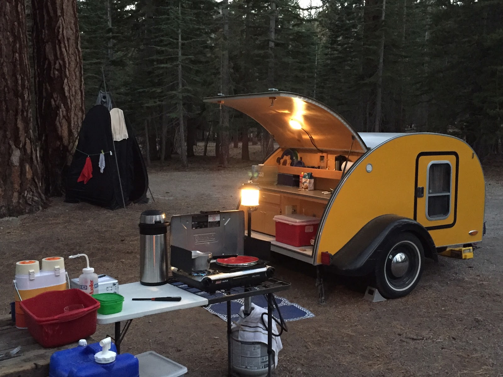 Tiny Yellow Teardrop Fall Teardrop Camping