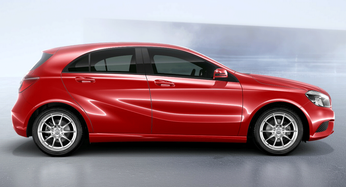 Side Comparison GIF between Mercedes Benz A-Class and Mercedes Benz A45 AMG