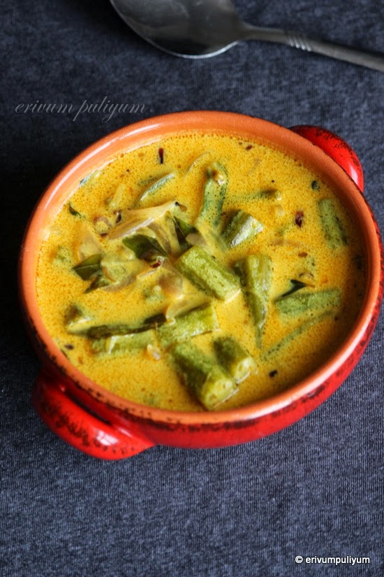 Erivum Puliyum Vendakka Paal Curry OkraCoconut milk Curry(Step wise