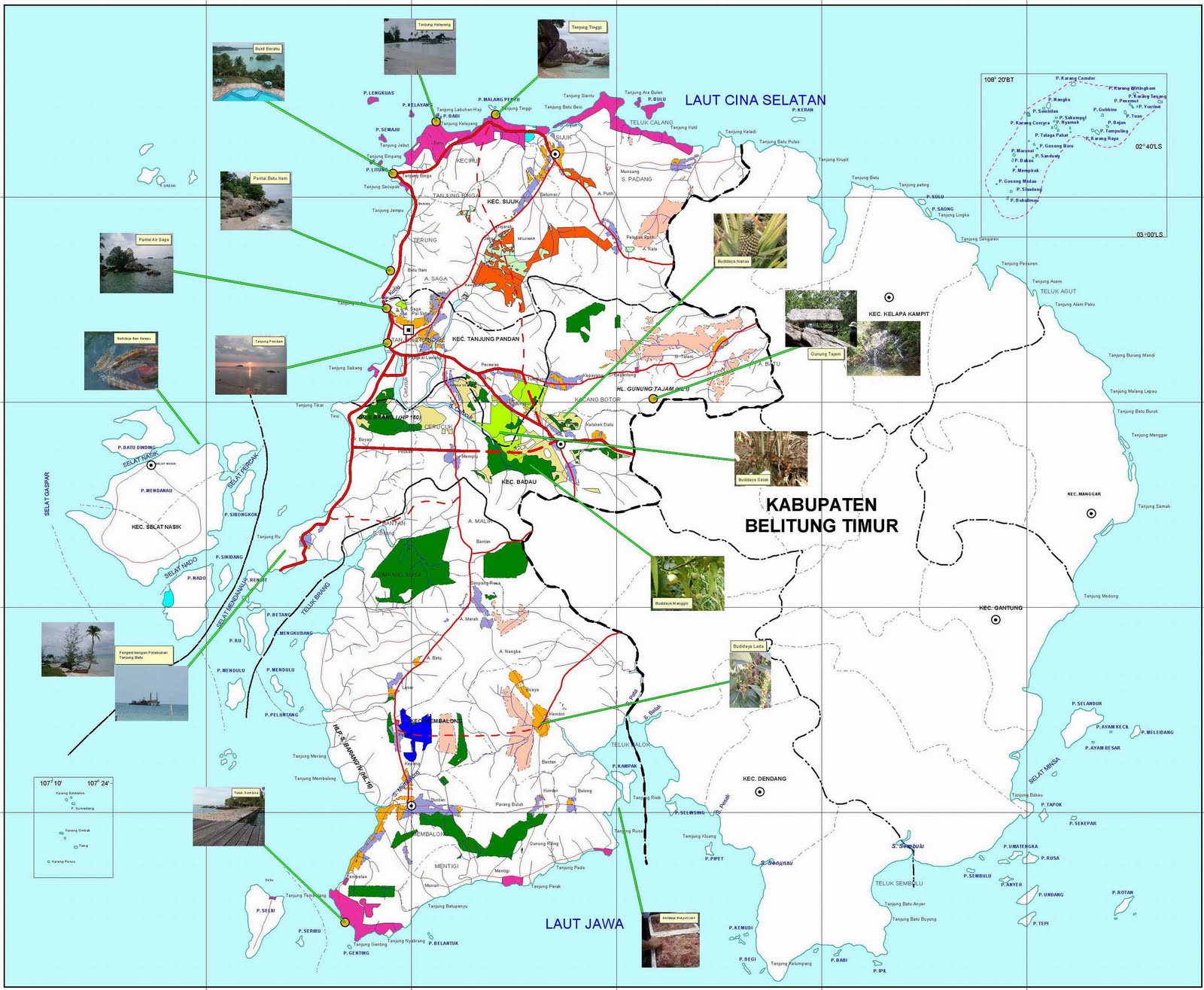 > Peta Lengkap Indonesia Peta Wisata Kabupaten Belitung