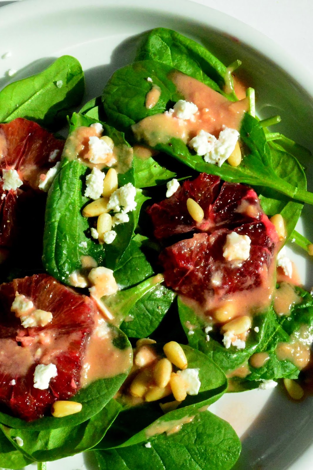 Aesthetic Nest Cooking Blood Orange, Feta and Spinach Salad with Pine