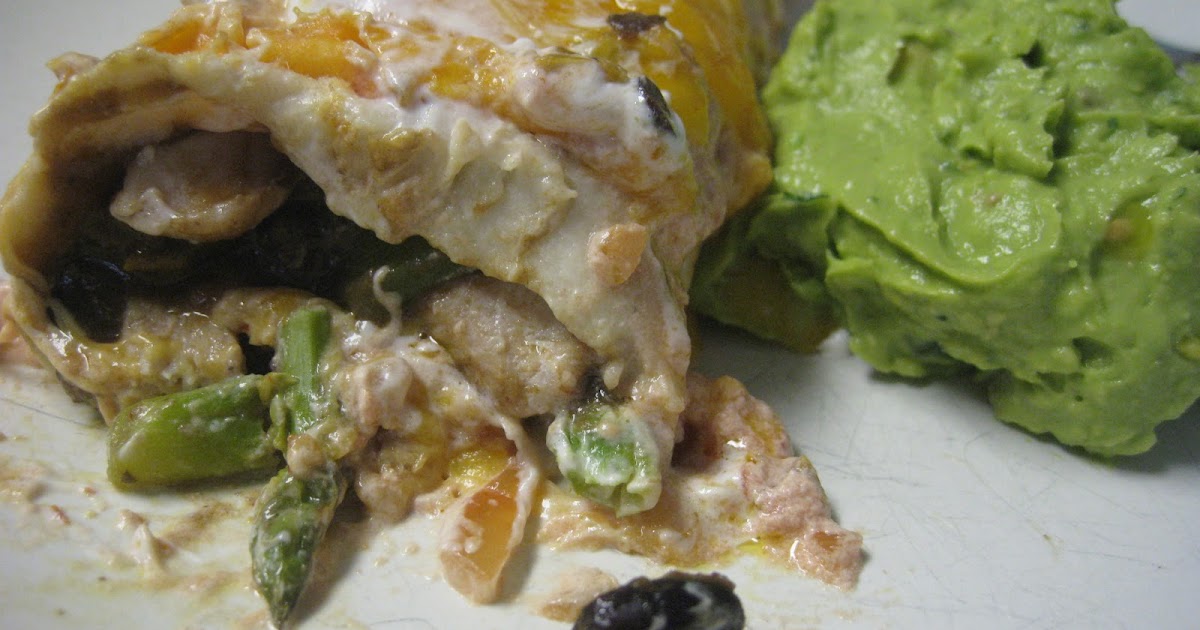What's for Dinner Chicken, Asparagus, and Black Bean Enchiladas